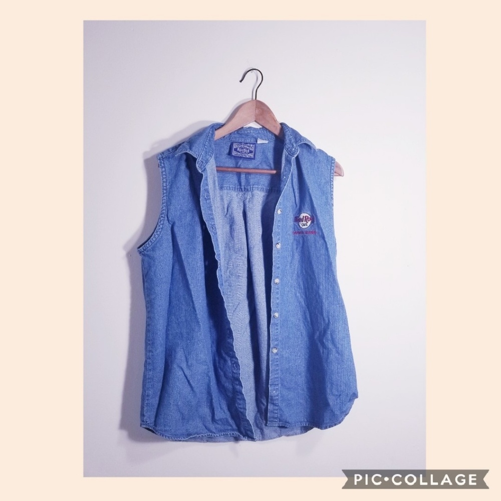 Hard Rock Cafe vintage denim vest size XL